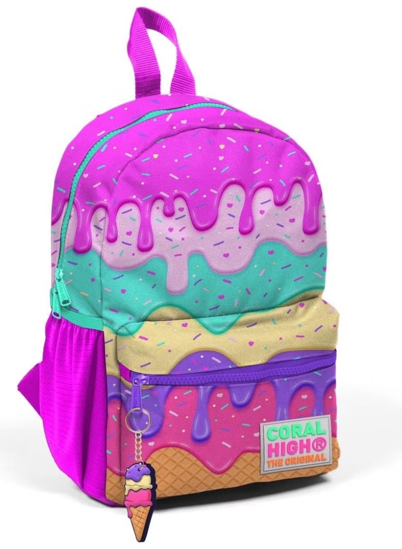 CORAL HIGH Mini Nest Backpack Pink Colorful Ice Cream Patterned Two Compartments 23531 - Image 1